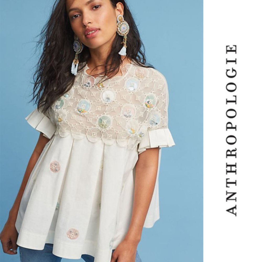 Anthropologie Carousel Embellished Blouse